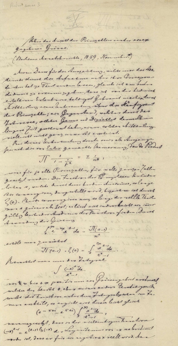 Riemann's: "On the Number of Prime Numbers less than a Given Quantity"